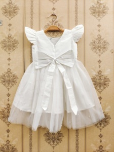 ชุดเดรสเด็กผู้หญิง ชุดราตรีตาข่ายประดับมุก สำหรับงานปาร์ตี้ งานวันเกิด งานแต่งงาน และงานเฉลิมฉลองต่างๆ สีขาว - Product Image 2