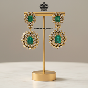 Big Moissanite Polki Earrings - Product Image 4