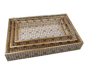 Decoración navideña con estampado de esmalte dorado, bandeja para servir en el hogar y la cocina para mesa de centro, bandeja decorativa de cocina elegante con estampado de esmalte - Product Image 4