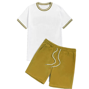 Ensemble de vêtements pour hommes en deux pièces, short et t-shirt, streetwear décontracté, pantalon et t-shirt en deux pièces, ensembles de t-shirts vintage lavés - Product Image 3