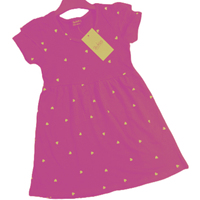 Robe courte en coton pour filles Zukids, bleu marine, imprimé cœur, manches bouffantes, col rond, style mignon, été