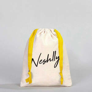 Print Your Any Logo On Bag Customizable Yellow Cord Fabric Pouch High Quality Cotton Canvas 6 W X 8 H Inch <b>Drawstring</b> <b>Backpacks</b> - Product Image 5