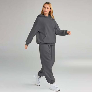 New Arrival Winter <b>Women</b> Tracksuit Zipper Hooded <b>Fleece</b> Jacket & <b>Jogger</b> Pants 100% Cotton Quick-drying Breathable Sportswear - Product Image 4
