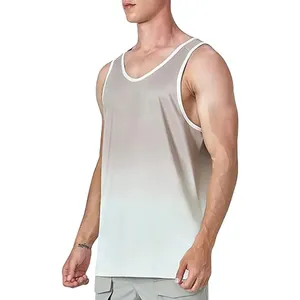 Tank Top kebugaran pria katun Premium pabrikan 2024 kaus Dalaman pria warna polos ukuran Plus layanan OEM Tank Top pria
