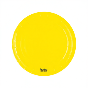 Assiettes en papier jaunes Party Love 23 cm, assiettes jetables pour fête, 12 pièces par sac - Product Image 2