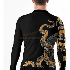 Camiseta de entrenamiento MMA Jiu Jitsu de manga larga para hombre, Camiseta holgada BJJ Rash Guard Stretch Grappling Top No Gi Compression Sportswear UPF50 - Product Image 5