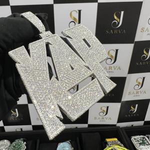 Colgantes de Plata 925 con Diamantes VVS Personalizados, Certificados por IGI, Oro Rosa, Unisex, para Fiestas, Estilo Hip Hop, con Piedras - Product Image 3