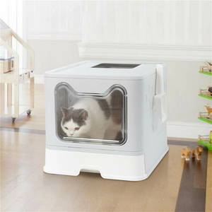 环保家用猫砂盆马桶便携式手动易清洁高边不锈钢猫砂盆 - Product Image 2