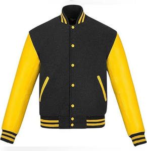 Chaqueta clásica Varsity University Letterman Bomber Jacket Chaqueta de cuero de vaca original y lana pura - Product Image 1