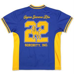 Sigma Gamma Rho Sorority Maillot de football pour femme Tenue de sport grecque bleu royal élégante avec strass Manches courtes - Product Image 2