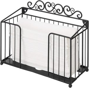 Porte-serviettes mural en métal noir avec essuie-mains en papier vintage, porte-serviettes pliable jetable commercial - Product Image 5