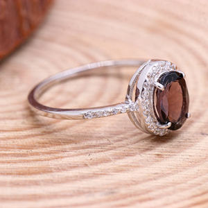 Anillo hecho a mano de Plata de Ley 925 de alta calidad, diseño moderno único, turmalina Real, circonita cúbica, piedra preciosa, boda certificada IGI - Product Image 3