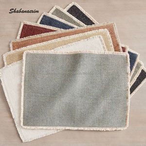 Prêt à expédier napperon rectangle à franges en coton fait à la main tapis de table à manger décoratif avec un design différent - Product Image 1