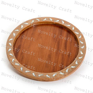 Bandeja decorativa árabe moderna hecha a mano con incrustaciones de hueso de nácar, resina de madera multifunción para restaurante, Hotel, uso doméstico - Product Image 2