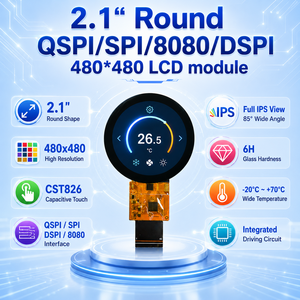 TDO 2.1 QSPI/SPI/8080/DSPI 480x480 Layar LCD TFT Bulat  Layar IPS Melingkar Sentuh Kapasitif |   Modul LCD untuk ESP32, STM32, dan Ard... - Product Image 1