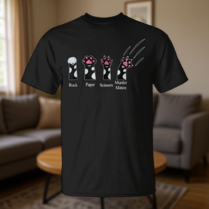 Maglietta con Gatti Carini che Giocano a Roccia, Carta, Forbici e Murder Mittens - Categoria Prodotti Promozionali - Product Image 3