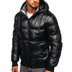 Best-seller Veste bouffante avec logo personnalisé pour hommes Manteau en duvet à manches longues avec fermeture éclair noire Vêtements d'hiver pour la vente en gros - Product Image 1