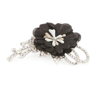 Women's Scarf Brooch - Black - Product Image 2