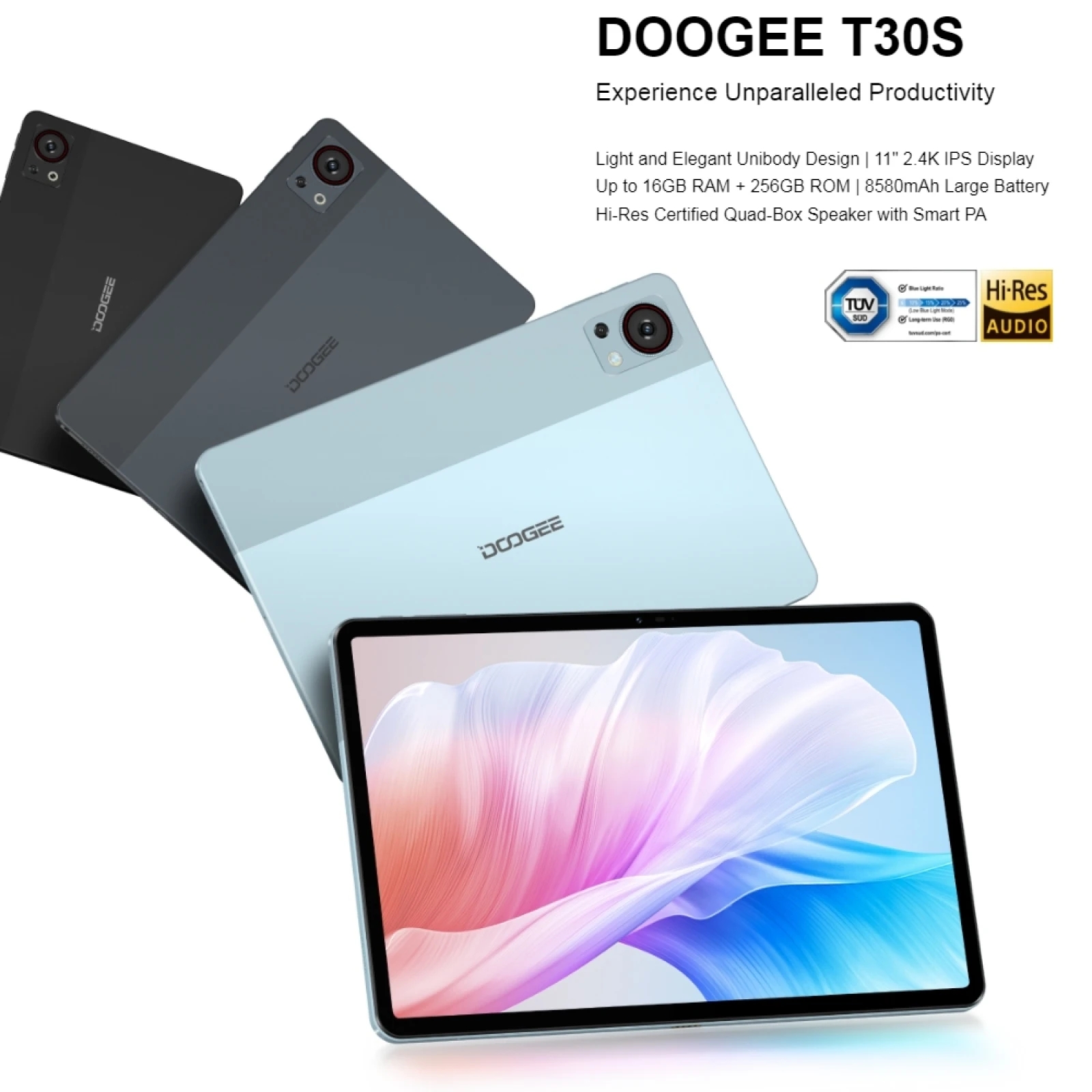 DOOGEE T30S Tablet PC 11 Inch 16GB+256GB 8580mAh Android 13 Unisoc