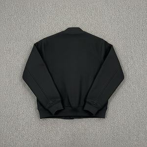Customized <b>Men's</b> Black <b>Bomber</b> <b>Jacket</b> Regular Fit Turn-Down Collar Polyester Solid Color Casual Autumn Wear - Product Image 5