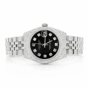BGJ Full Stone Iced Style Mens Watch Black Dial Stainless Steel Japan Quartz <b>Wristwatch</b> Custom Logo OEM Manufacturer for Men - Product Image 1