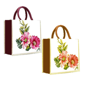 Sacs à provisions fourre-tout mode impression sacs de jute poche extérieure fabriqués en Inde Bengale occidental - Product Image 6