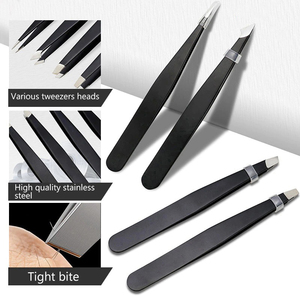 4pcs Professional Eyebrow Tweezers Hair Clip Eyebrow Trimmer Eyelash Tweezer in Black Women's <b>Makeup</b> Beauty <b>Tools</b> Sustainable - Product Image 2