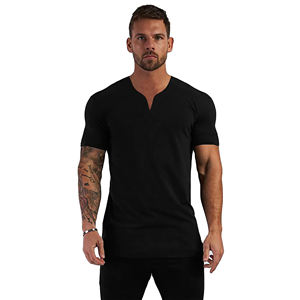 T-shirt de compression à manches courtes pour homme, coupe ajustée, en mélange polyester/coton haute performance, séchage rapide, pour la gym - Product Image 4