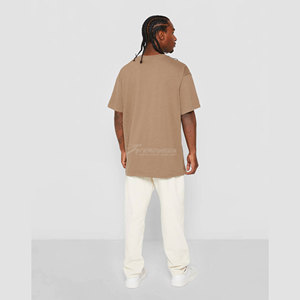 Camiseta de algodón orgánico 100% de gran tamaño con estampado personalizado para hombre, tela de punto de 300 gramos de peso pesado de alta calidad con logotipo en el cuello - Product Image 6