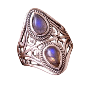 Anillo de moda sólido 925 joyería de plata esterlina Natural Multi fuego labradorita piedra preciosa anillo hecho a mano 925 sello joyería de plata - Product Image 1