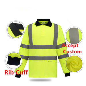 Polo reflectante de manga corta amarillo de alta visibilidad personalizado al por mayor, camisa de construcción de trabajo de seguridad con logotipo personalizado - Product Image 4