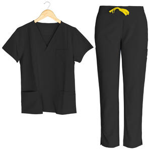 Alta calidad con cuello en V enfermera Scrub Tops salón de belleza enfermería cintura elástica pantalones suave elástico transpirable cirugía uniforme médico - Product Image 5