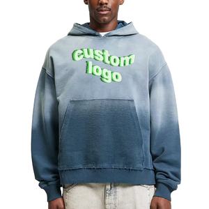 Sweat à capuche oversize en molleton délavé pour homme, 100 % coton, streetwear, poids lourd, épaules tombantes, impression sérigraphique, 330 grammes - Product Image 1