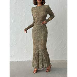 Falda Larga Transparente Color Caqui para Mujer, Producto al por Mayor - Product Image 2