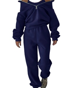 Chándales de mujer con cremallera de diseño personalizado, chándales de alta calidad informales al por mayor, conjunto de 2 piezas transpirable de primera calidad - Product Image 5