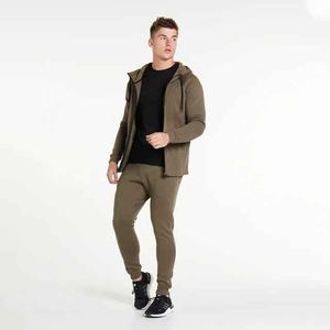 Ensemble de survêtement d'hiver pour homme, design personnalisé, 2 pièces, écologique, streetwear, motif uni, pour l'entraînement, la course à pied, tendances de la mode - Product Image 1