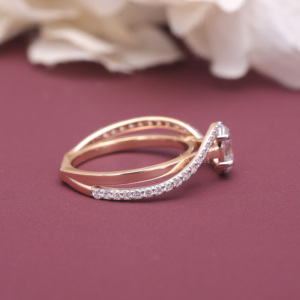 IGI Certified Oval Cut Lab Grown Diamond <b>Infinity</b> Twist Engagement Ring 18K White / <b>Rose</b> And Yellow Gold Pave Halo Bridal Ring - Product Image 4