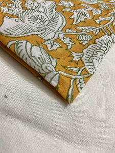 Tissu en coton imprimé à la main à motifs floraux de moutarde, design botanique traditionnel moghol - Product Image 3