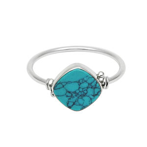 À la mode 925 en argent Sterling mariage fiançailles naturel Turquoise pierres précieuses élégant anneau pour femme filles bijoux faits à la main pour cadeaux - Product Image 1
