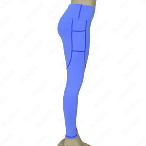 <b>Women's</b> Elastic Waist Yoga Leggings with Pockets Solid <b>Pattern</b> Wholesale <b>Tights</b> Pants - Product Image 4