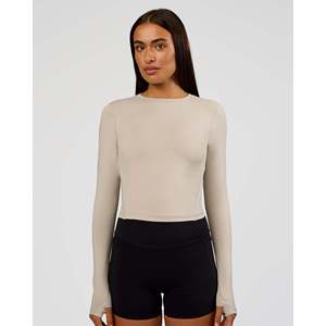 Camiseta de manga larga para correr All Day - Beige Shale - Product Image 1