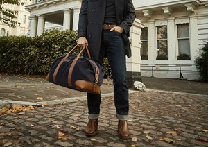 Sac de voyage en toile et cuir fait main avec fermeture éclair, léger, durable, pour hommes et femmes, grande capacité, pour week-end ou nuitée - Product Image 2