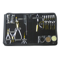 Kit d'outils professionnels pour extensions de cheveux en acier inoxydable de qualité chirurgicale, incluant des fils de tissage capillaire, des pinces à micro-perles et des micro-liens