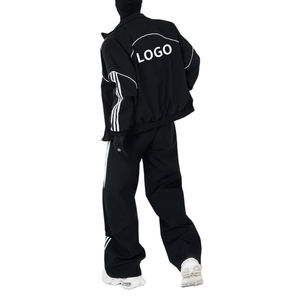 Veste à séchage rapide en coton 100% avec bande réfléchissante vintage d'hiver, logo imprimé personnalisé, pantalon à jambes larges, vente en gros - Product Image 2