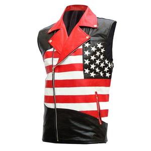 Chaleco de cuero puro Biker Racer ajustado con cremallera elegante con cuello 2025, Chaleco de cuero hecho a mano de piel de oveja genuina desgastada - Product Image 5