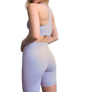 Sujetador deportivo con espalda abierta, pantalones cortos de Yoga, conjuntos cortos de gimnasio y Fitness, conjunto de ropa de 2 piezas para mujer - Product Image 6