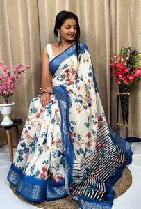 Nieuwe <span class=keywords><strong>Desi</strong></span> Zachte Tusshar Zijde Slub <span class=keywords><strong>Saree</strong></span> Met Overal Gouden Zari Weefpatroon Klassieke Pallu Indiase Exporteur