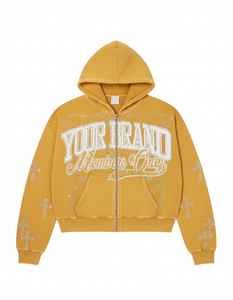 Sweat-shirts pour hommes de haute qualité en coton 100% surdimensionnés, lavés à l'acide, sérigraphie, strass brodés vintage personnalisés - Product Image 3