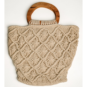 Modern Women's Handknitted Macrame Tote Bag New Style Handbag for Shopping Gift Cosmetic at Low Price with <b>Canvas</b> Mesh Lining - Product Image 3