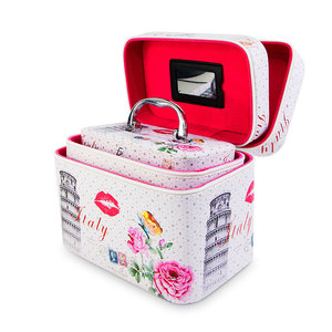 MAQ.09.4 Borsa Cosmetica Portatile di Grande Capacità Stampata per Kit da Viaggio, Organizzatore Trucchi da Appendere, Set da 3 Pezzi - Product Image 2